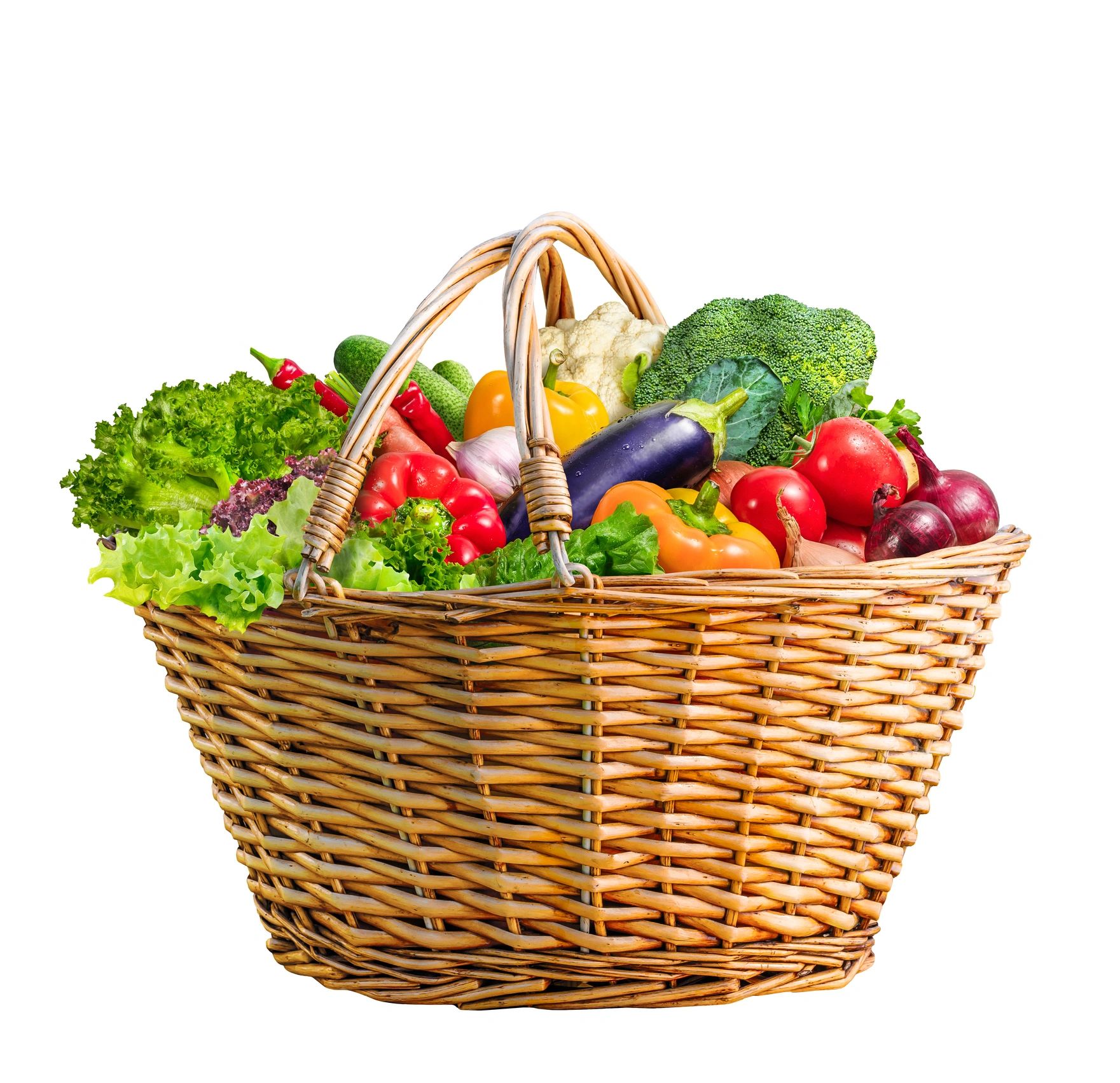 Freshly harvested organic produce assortment